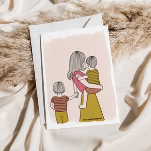 2人の息子を持つ母親への折り畳みカードと封筒、お母さんへの贈り物、お母さんと子供への贈り物、感傷的な贈り物、親への贈り物、母の日ギフト、男の子のお母さんへの贈り物