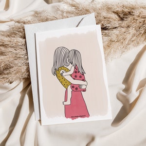 Carta piegata madre della figlia con busta, regalo per mamma, mamma e figlia, regalo sentimentale, regalo per genitori, regalo festa della mamma, biglietto d'auguri