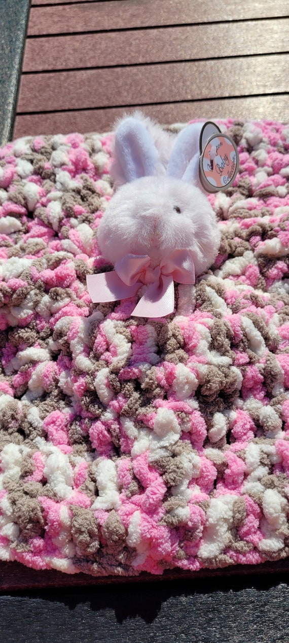 Pink Bunny Lovey - Handmade Crocheted