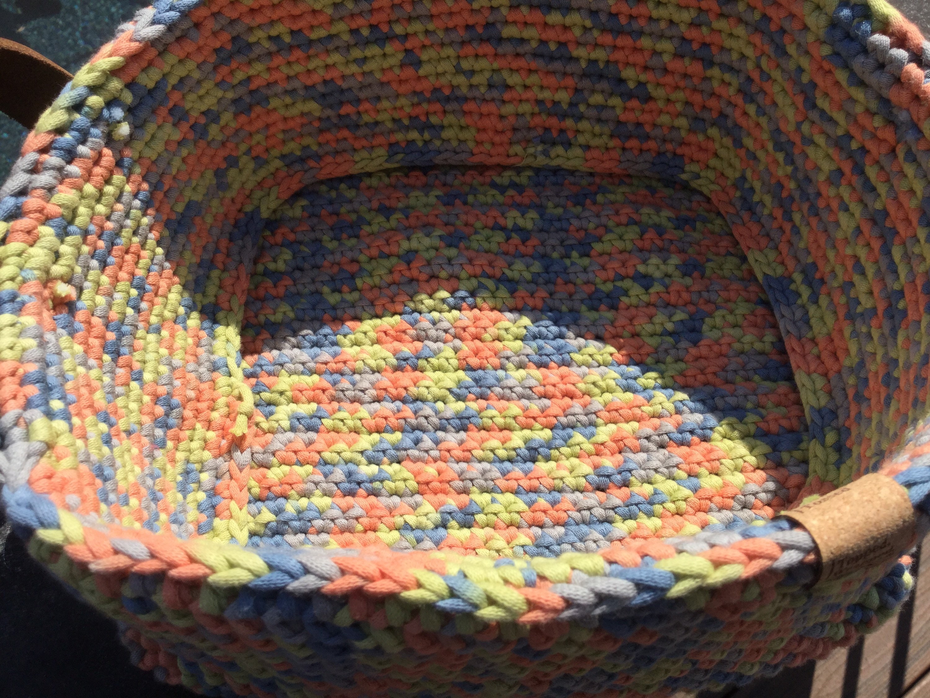 Handmade Crocheted Square Basket with Leather Handles Etsy