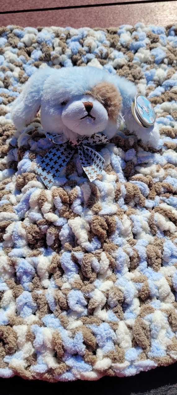 Blue Puppy Lovey - Handmade Crocheted