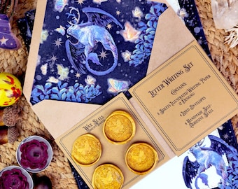 Fantasy Wolpertinger and Butterfly Writing Set| Whimsical Rabbit ,Owl, Deer Hybrid| Vintage Style Wax Seals| Nature Lover Stationery Gift
