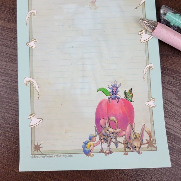 Notepad. Fairycore Back to School.  Desk Notepad.  School Supplies.  College Dorm. Cottage Core. Fantasy Art. Vintage Style