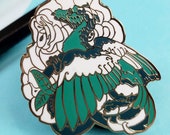 Hard Enamel Pin. Flower Feather Dragon. Mother's Day Gift. Fantasy Garden. Dungeons & Dragons. Kawaii. Lapel Pin. Dragon Art. Custom Jewelry