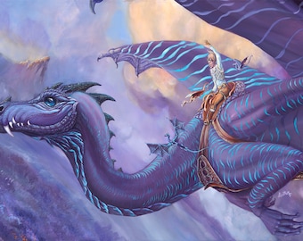 Matted Maiden Flight Dragon Art Print White Dragon Illustration Pern Inspired Gallery Edition