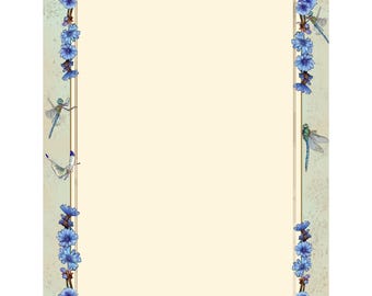 Dragonfly Chicory Art Notepad 50 Page FSC Blank Stationery 32lb Paper Unlined Pad