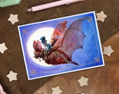 Fantasy Art Card-Candy Goblin-Stationary-Fairy Garden-Fae-Faerie-Goblincore-FantasyArt-FantasyCreature-Whimsical-Witchcore-Cute Bat