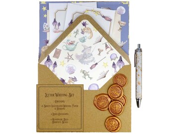 Witchy Things Letter Writing Kit | Topsy Turvy Art Stationery | Magical Notepaper | Fantasy Art with Wax Seals