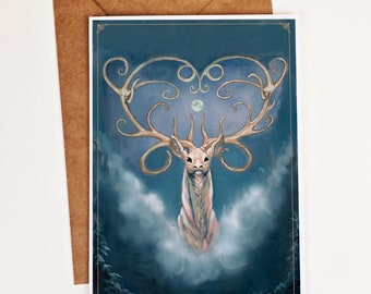 Winter Solstice Greeting Card: Cernunnos, White Stag, Yule