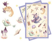 Topsy-Turvy Witch Sticker Set | Halloween Spooky Cute Stickers | Scrapbook Stickers | Cottagecore Sticker Sheet