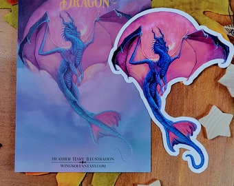 Dragon Die Cut Sticker. Blood Moon. Dragon art. Fantasy Creature. Fantasy Art. Journal Sticker. Laptop Sticker. Notebook.D&D