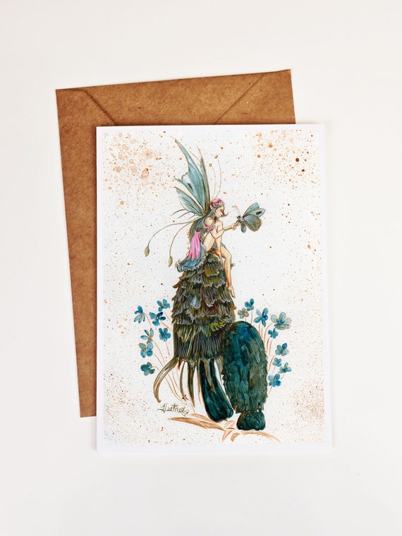 Mushroom Fairy Art Card: Whimsical Fungi Art Print