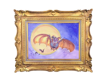 Little Witch Halloween Art Print: Cauldron Parade, Bat Familiar