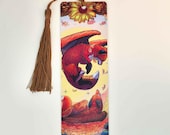 Playful Autumn Fox Metal Bookmark. Whimsical Cute Flying Fox. Cozy Fall Vibes Reading Nook. Fall leaves and Mushrooms art. Booklover gift.