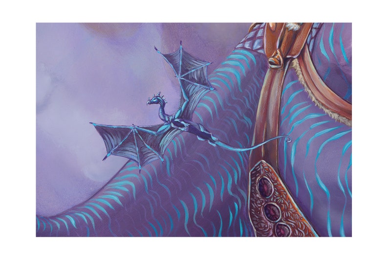 Fantasy Art Print. Maiden Flight. Dragon Rider. MtG style. Dungeons & Dragons. Dragon Riders of Pern Style. Fantasy Creature. Wall Decor image 3