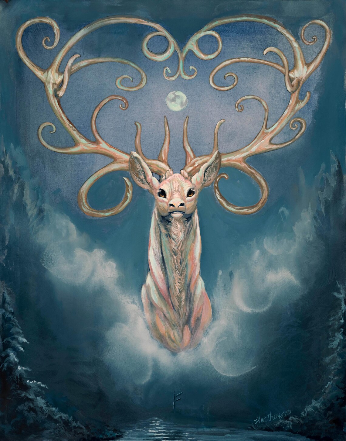 Cernunnos Winter Solstice Art Print - Celtic God Stag Pagan Wiccan Wall ...
