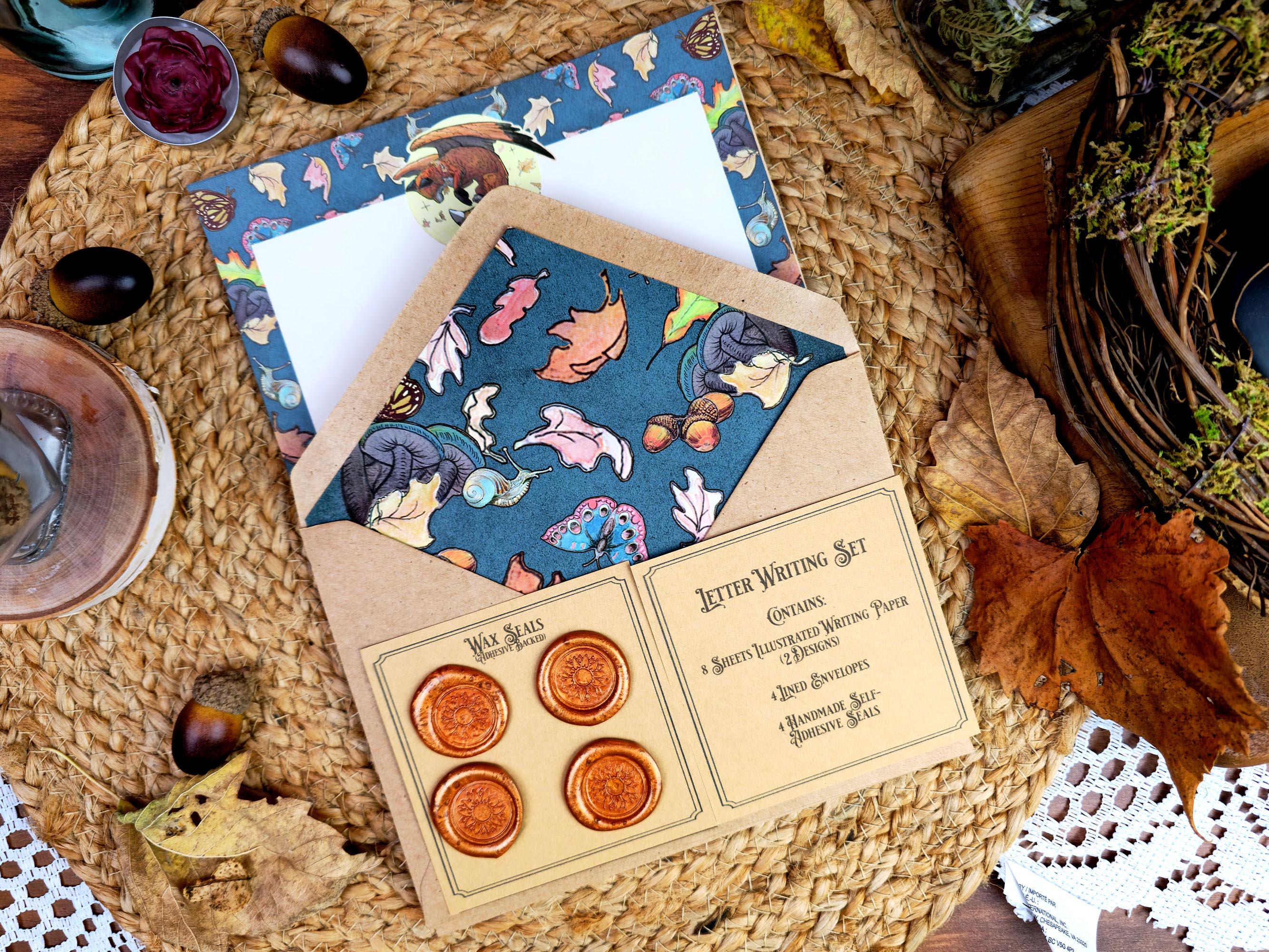Fantasy Fall Fox Letter Writing Set| Autumn Art Nouveau Style Writing Set| Vintage Style Stationery with Wax Seals| Pen Pal Stationery Gift