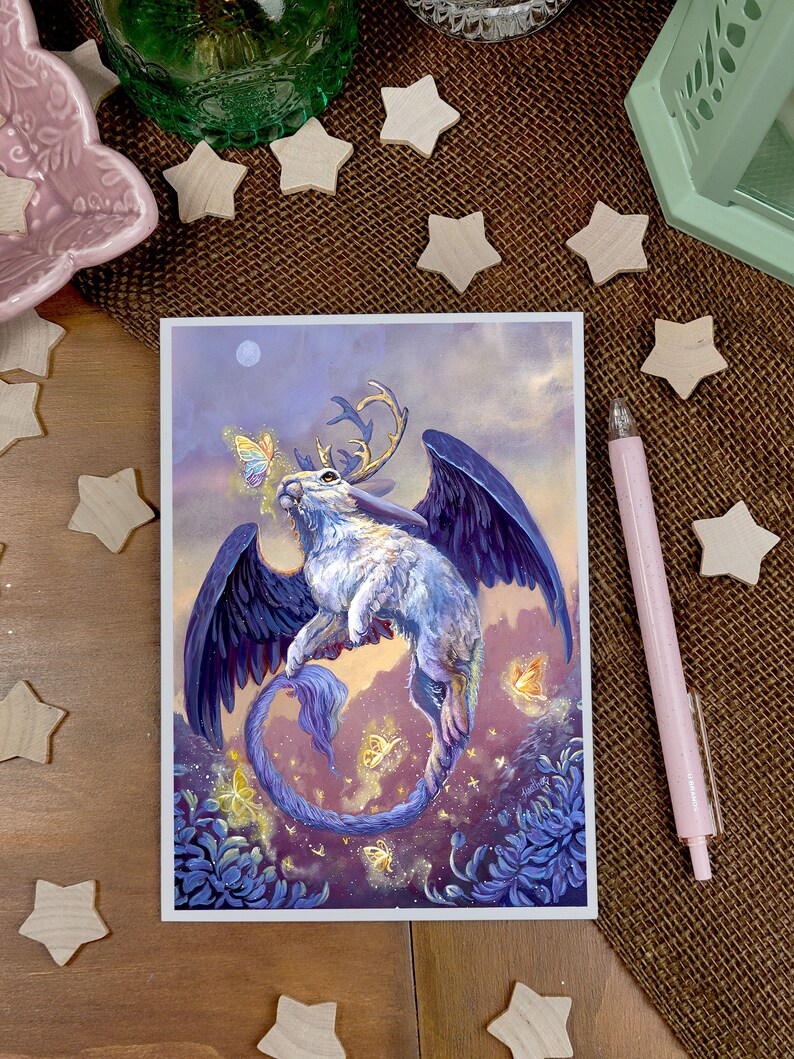 Fantasy Art Card-wolpertinger-blank Greeting Card-german Folk Lore ...