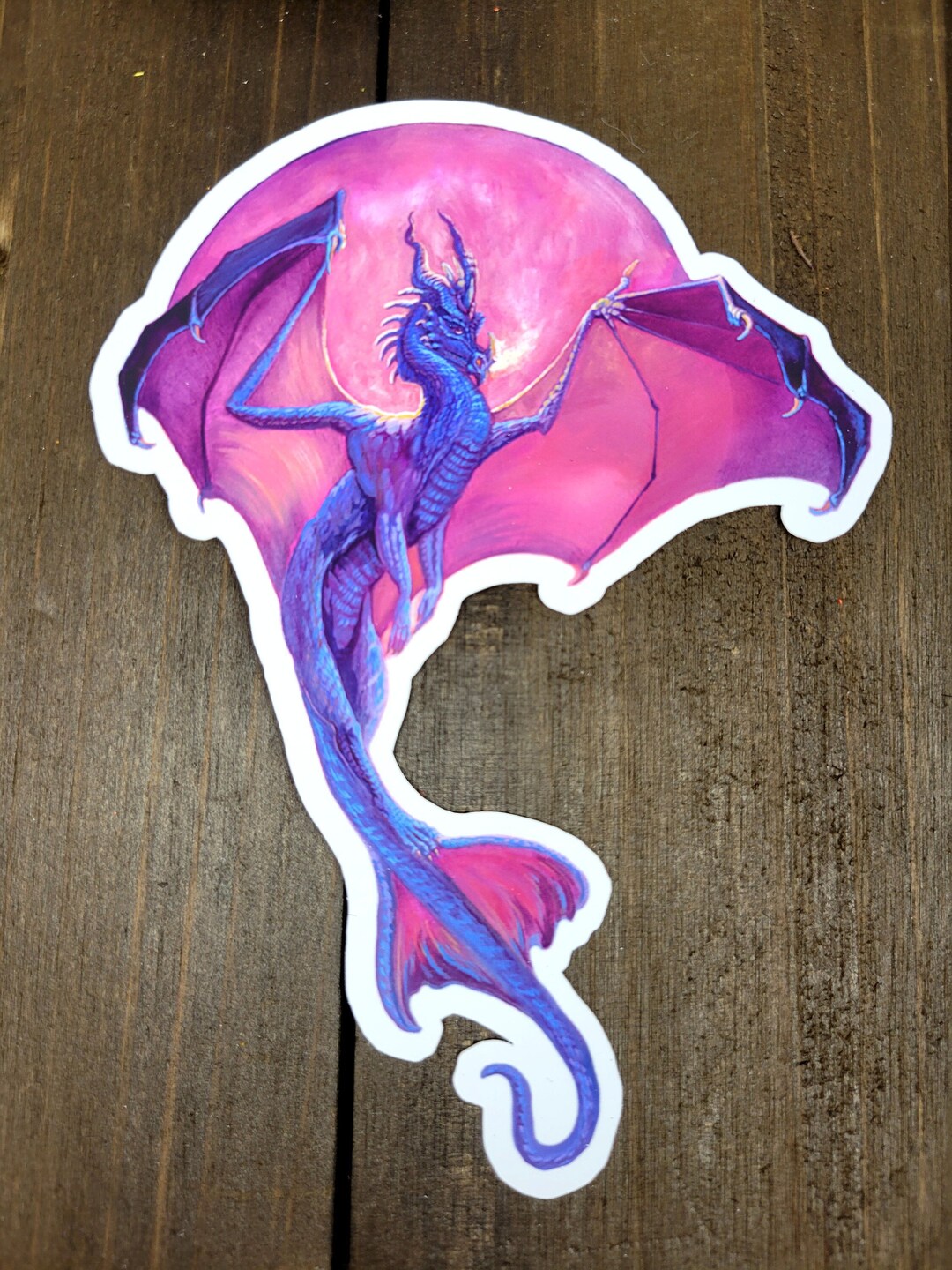 Dragon Die Cut Sticker. Blood Moon. Dragon Art. Fantasy Etsy