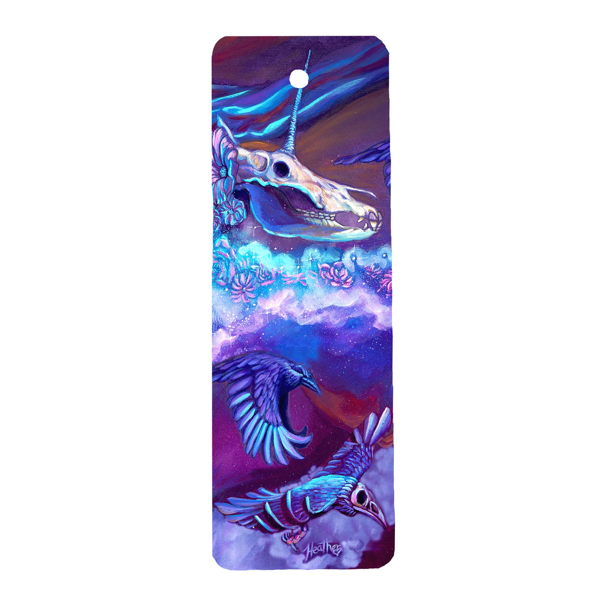 Dark Fantasy 1- Metal Bookmark-Fantasy Art-Fantasy Creature-Unicorn-Skeleton-Skull-Stationary-Journal-Planner-Reading-MtG-D&D-2 x 6-Alumi