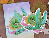 Fantasy Dragon Sticker. Ash Tree Dragon. Laptop Sticker. Junk Journal. Feather Dragon. Mythical Creature. Pagan Art. Stationary.