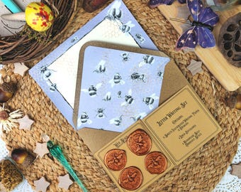 Bumblebee Letter Writing Set | Art Nouveau Style Writing Set| Vintage Style Stationery and Wax Seals| Garden Lover Stationery Gift