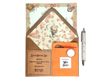 Pumpkin Creature Letter Writing Set | Vintage Fantasy Notepaper Kit | Autumn Forest Stationery | Cottagecore Themed Gift