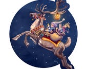 Elf & Reindeer Gift Delivery Express Sticker |