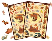 Fantasy Fox Stickers | Flying Fox Art Sticker Sheet | Cute Woodland Animal Decals | Autumn Lover Gift