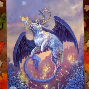 Fantasy Art Print. Wolpertinger. Grimm&#39;s Fairy Tales. Fantasy Creature Print. Mythical Creature Art.  German Folklore-Fantasy Beast Wall Art