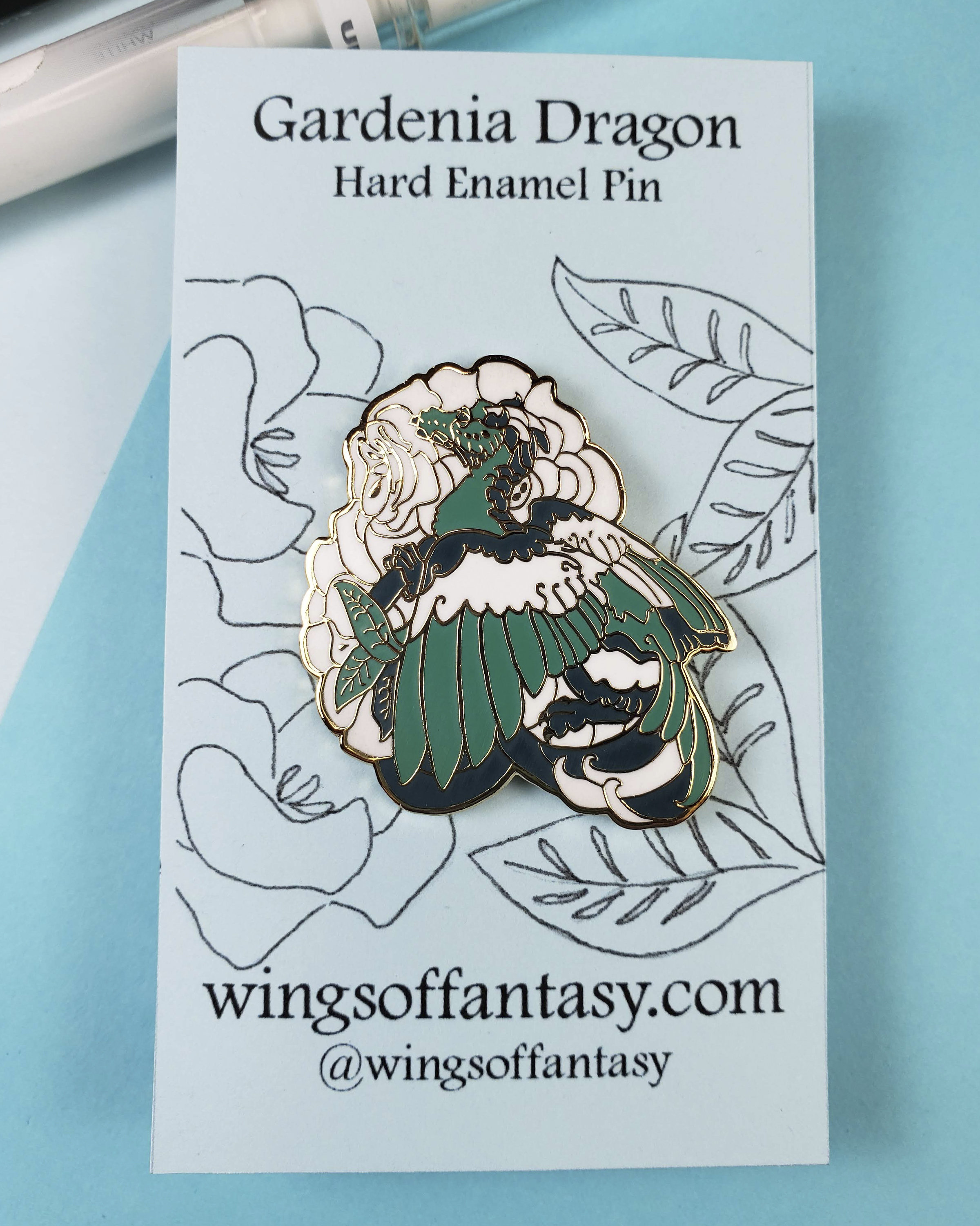 Gardenia Dragon Hard Enamel Pin: Fantasy Gamer Jewelry - Etsy