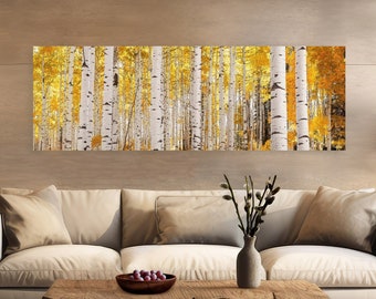 Aspen Fall Photo Art Print - Colorado Wall Art - Birch Tree Canvas - Living Room Wall Print - Nature Photography - Home Office Decor - 20x60