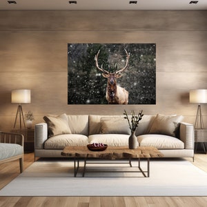 Large Elk Wall Art, Canvas Decor, Nature Photography for Home and Office
