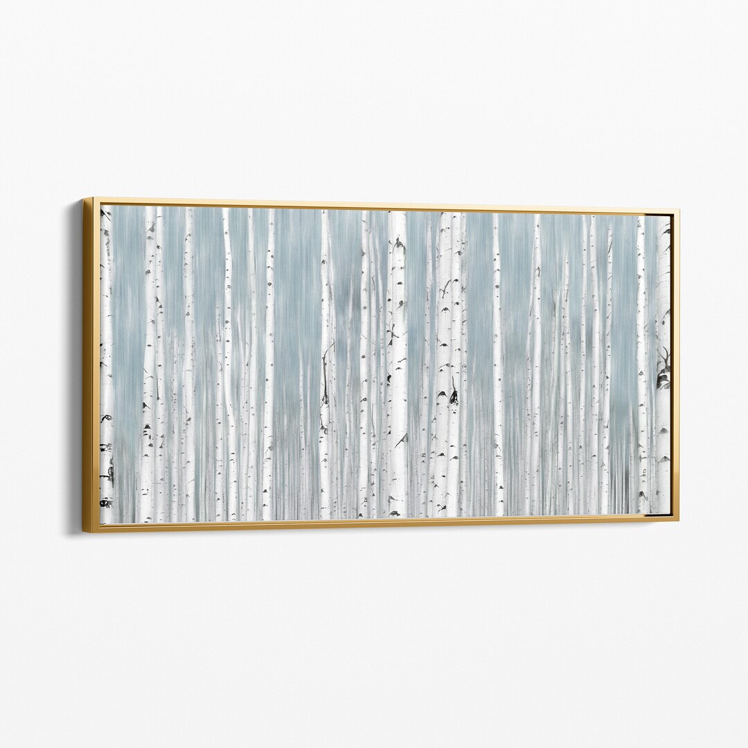 Abstract Aspen Tree Framed Canvas Wall Art Minimalist Framed Etsy