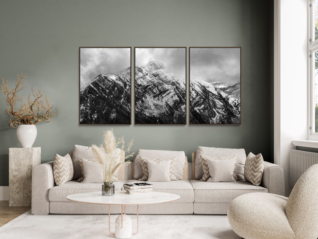 Framed Mountain Canvas Print Set: Black and White Colorado Photography ...