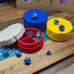 Caja para dados con compartimentos – Organizador de dados para juegos de rol impreso en 3D – Estuche para dados de D&D con tapa – Accesorio para juegos de mesa