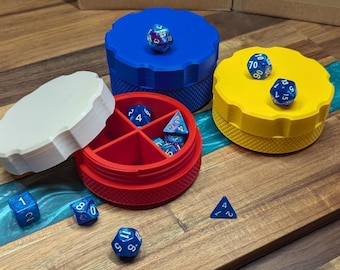 Caja para dados con compartimentos – Organizador de dados para juegos de rol impreso en 3D – Estuche para dados de D&D con tapa – Accesorio para juegos de mesa