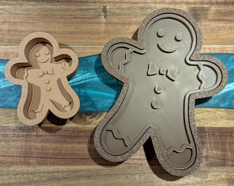 Juego de cortadores de galletas de hombrecito de jengibre navideño / Impresión de formas / Herramienta para hornear y decorar en Navidad