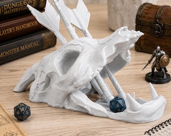 Torre de dados con calavera de dragón / Torre de dados para juegos de rol de fantasía / Lanzador de dados D&D / Regalo para jugadores de dragones / Accesorio para juegos de mesa