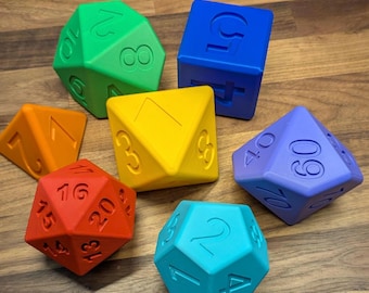 Juego completo de dados poliédricos grandes de 3 pulgadas: dados gigantes D4, D6, D8, D10, D10%, D12 y D20 para jugadores de DnD, jugadores de rol y coleccionistas de dados.