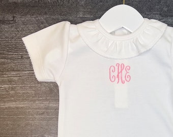 Ruffle Collar Pima Cotton Onesie | Personalized Baby Onesie, Newborn Bodysuit | 100% Pima Cotton