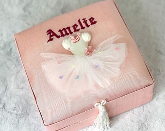 Ballerina Jewelry Box in Moiré wtih Tutu and Bodice.