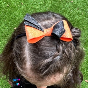 Halloween Black and Orange Felt Bow Jersey Headband