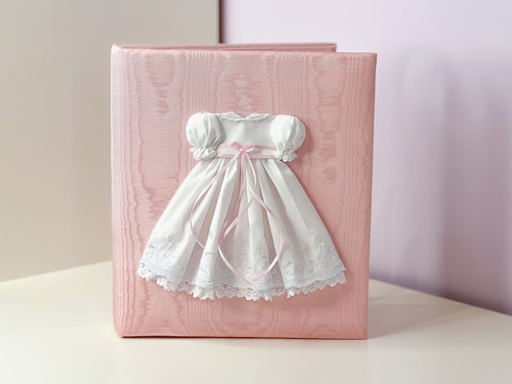 Personalized Baby Memory Book: Moire Cover, Swiss Batiste Dress