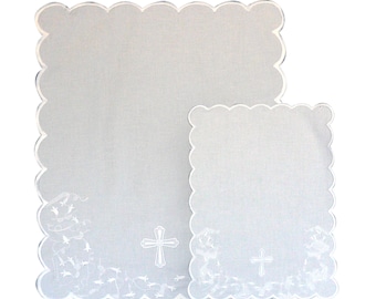 Christening Towel on Piqué - Embroidered Cross