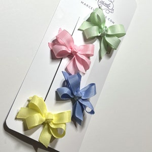 Pinces à cheveux pour bébé ruban gros-grain pastel (Ensemble de 4)