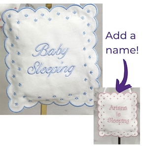 Personalized Linen Baby Sleeping Hanging Sign Pillow