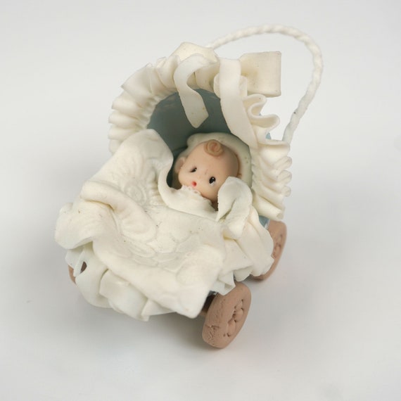 Baby in Stroller Favors in Cold Porcelain White Bow set of 6 Etsy Ireland