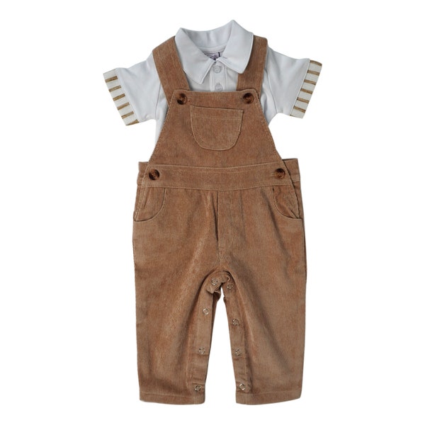 Corduroy Overalls with Polo - Camel