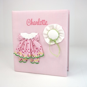 Pinafore Dress Baby Memory Book In Silk // Baby Record Book, Personalized Baby Book, Pinafore Memory Book, Dress Baby Book